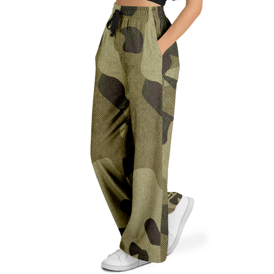 Camo Wide Leg Pants | Green Fabric Camouflage