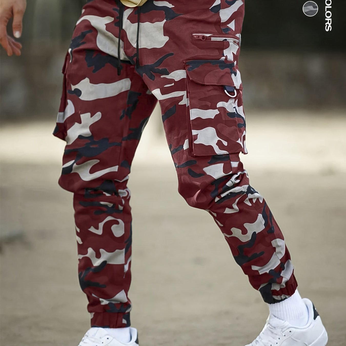 Men's Camo Cargo Pants with Flap Pockets & Invisible Zipper