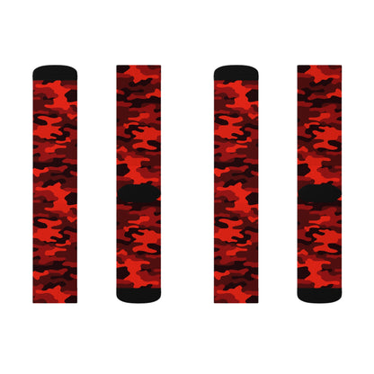 Camo Socks | Scarlet Red & Black Camouflage