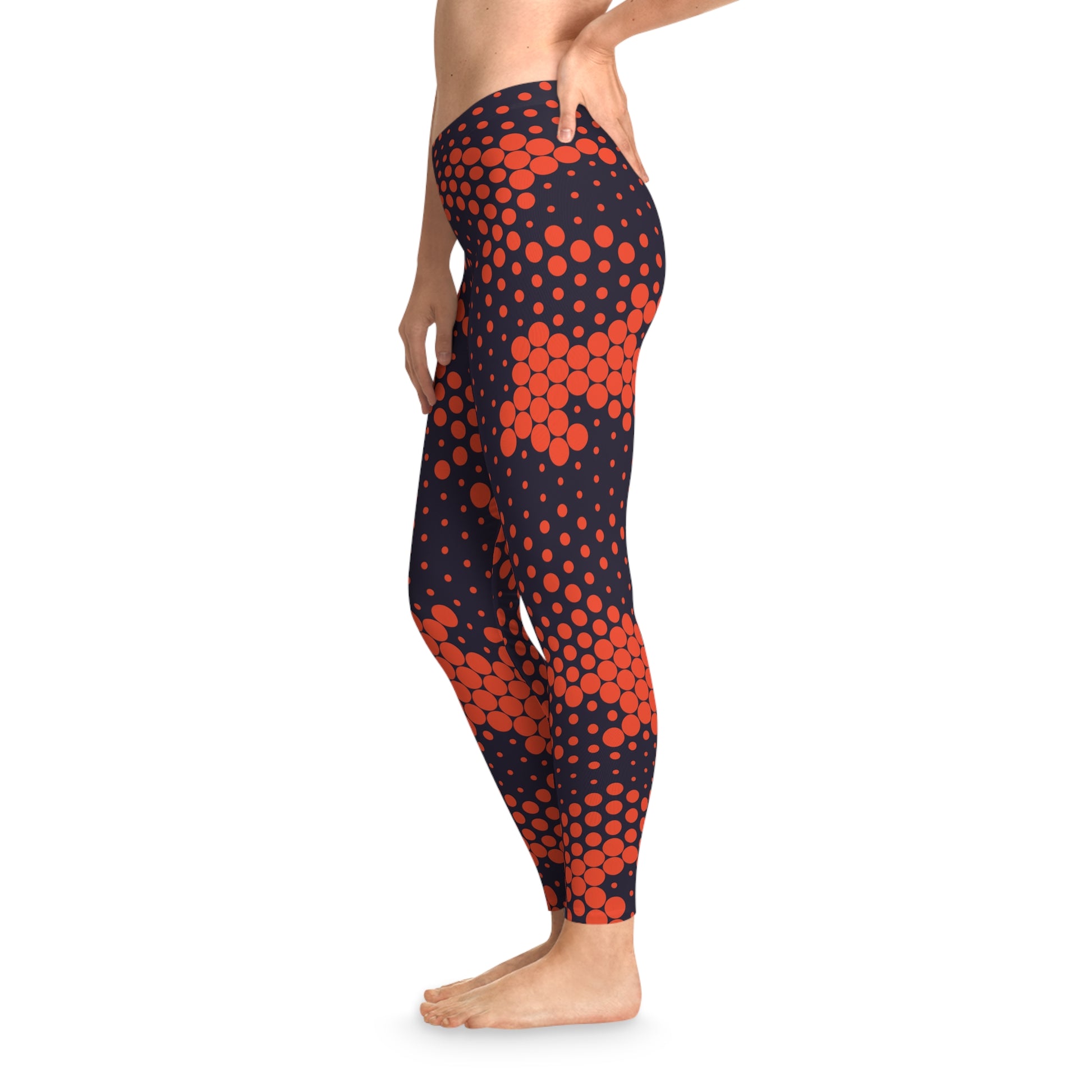 Orange & Blue Camo Leggings For Women | Mid Waist Fit