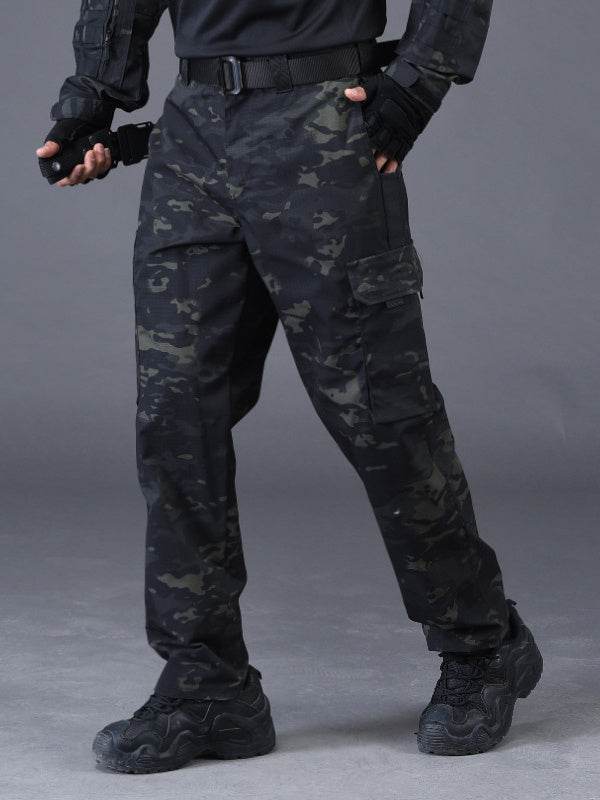 Men's Black Camo Cargo Pants | Cotton Blend