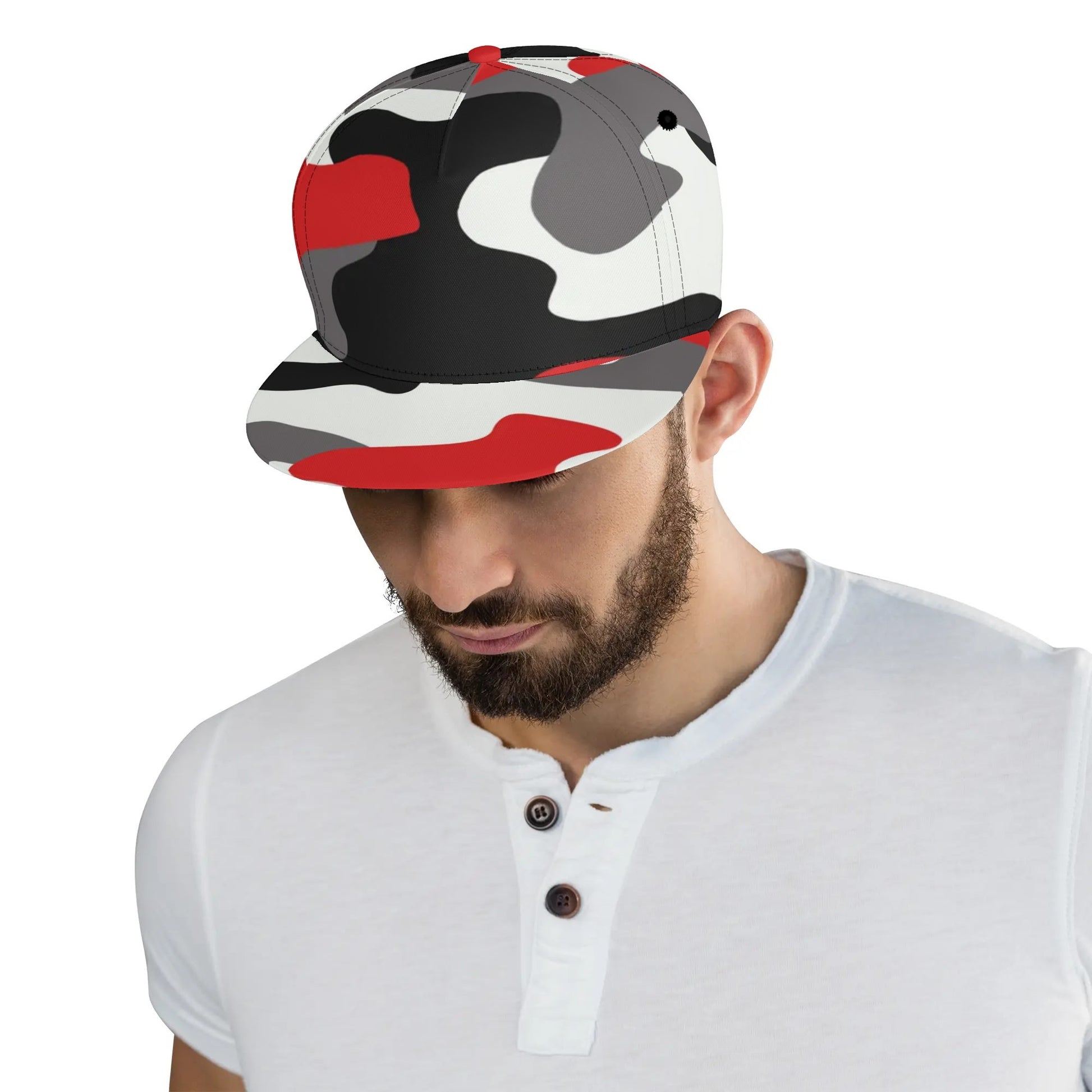 Camo Snapback | Red, Black & White Camouflage