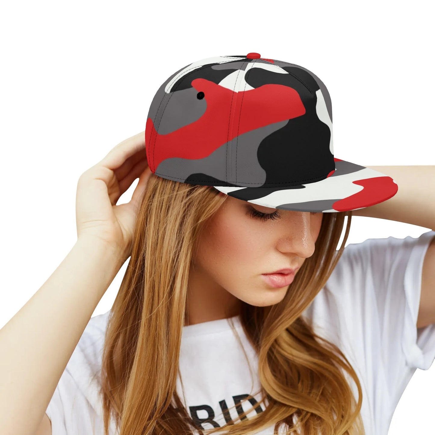 Camo Snapback | Red, Black & White Camouflage