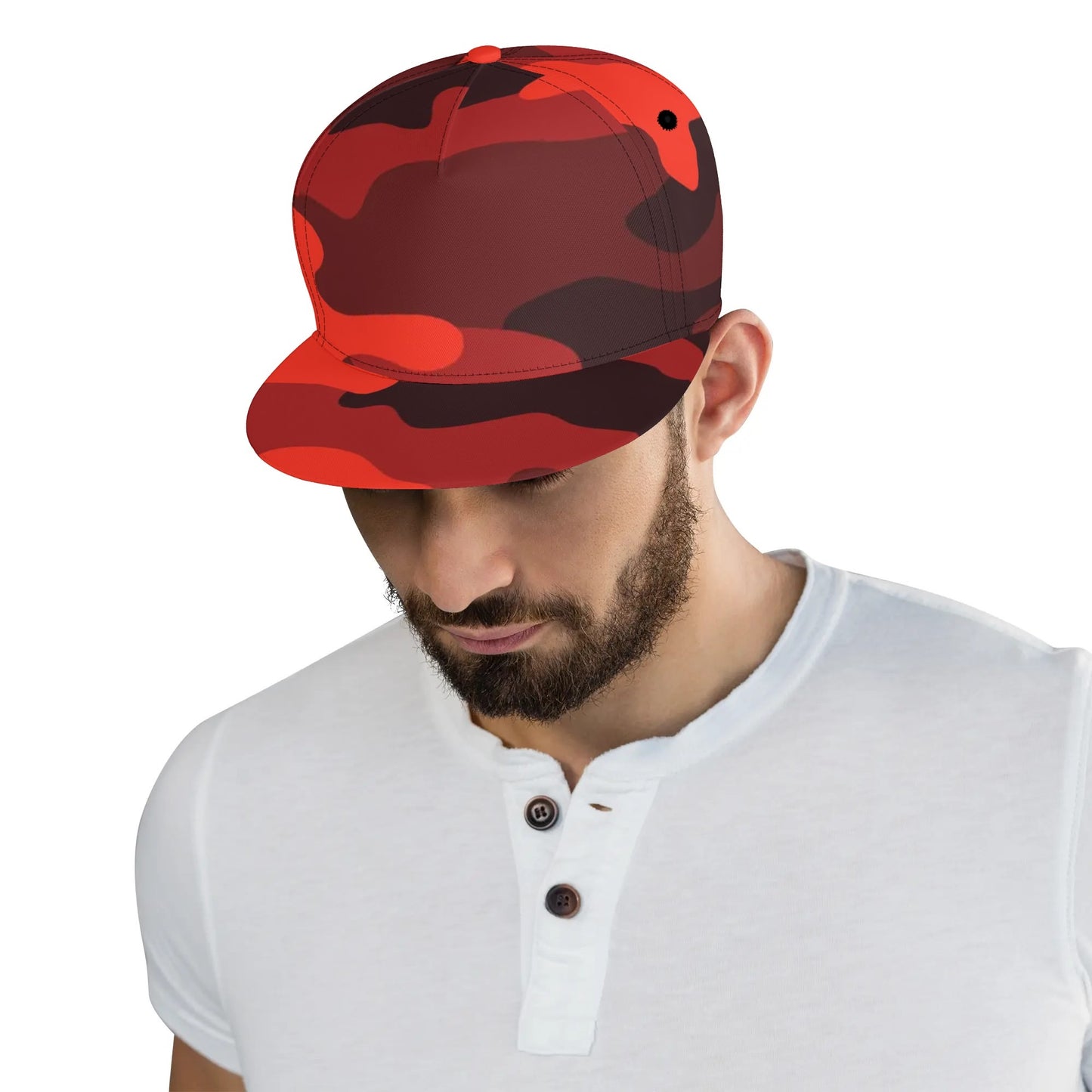 Camo Snapback | Scarlet Red & Black Camouflage