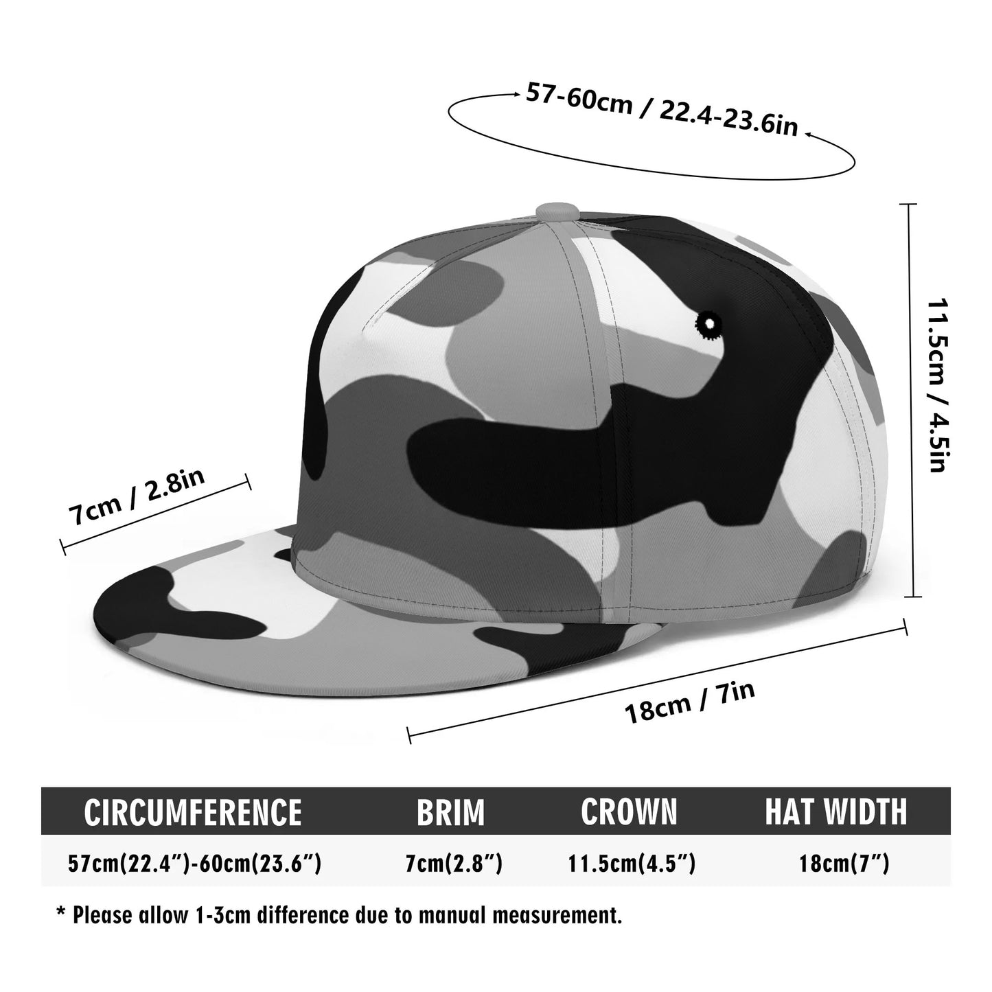 Camo Snapback | Black, White & Gray Camouflage