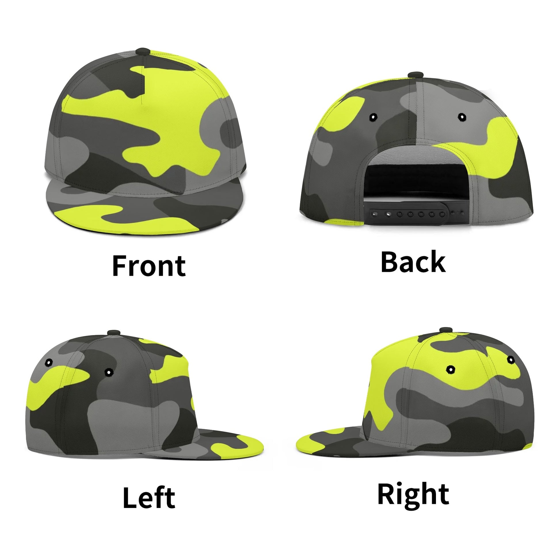 Camo Snapback | Black Gray & Yellow Camouflage