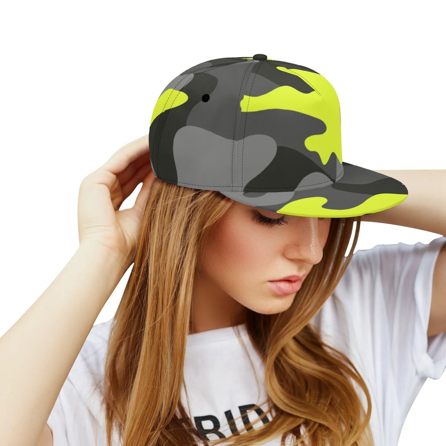 Camo Snapback | Black Gray & Yellow Camouflage