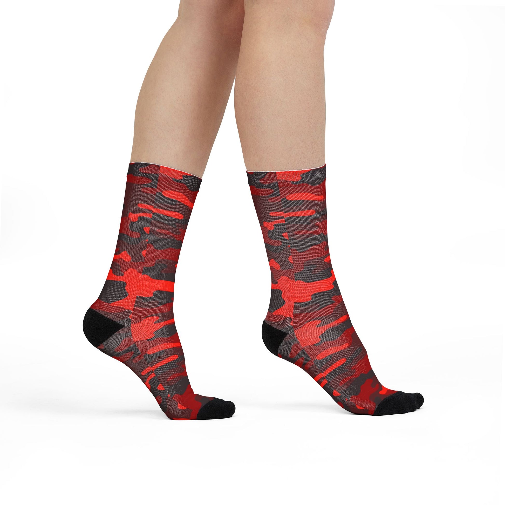 Camo Socks | Scarlet Red & Black | Sublimation Crew