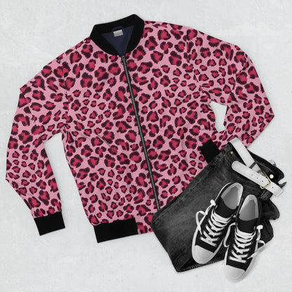 Leopard Jacket | Men's Classic Bomber | Pink, Cherry and Black