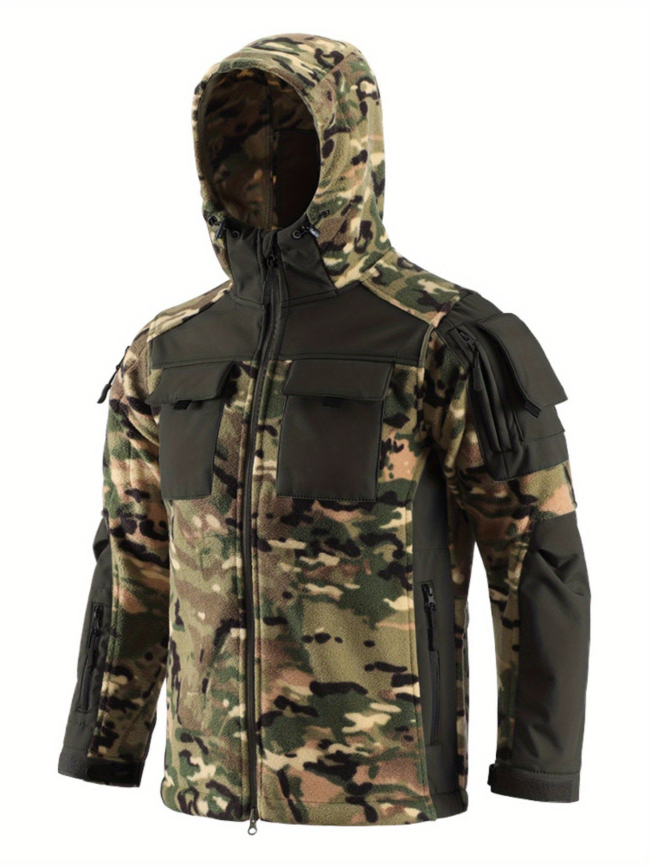 Men's Camo Hunting Jacket | Windproof Winter Fleece Coat