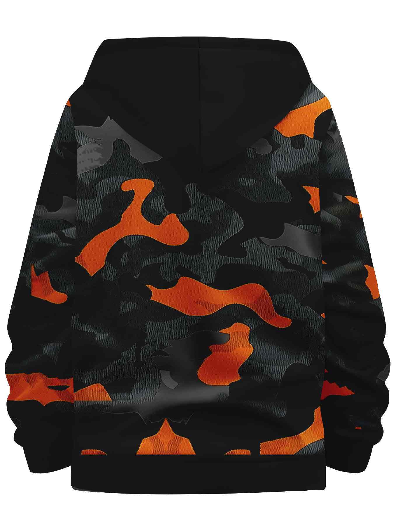 Men's Camo Print Zip-Up Hoodie | Sporty Wear with Drawstring