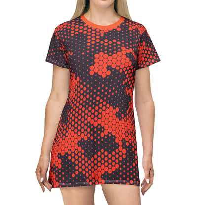 Camo T-Shirt Dress | Orange and Blue Digital Camouflage