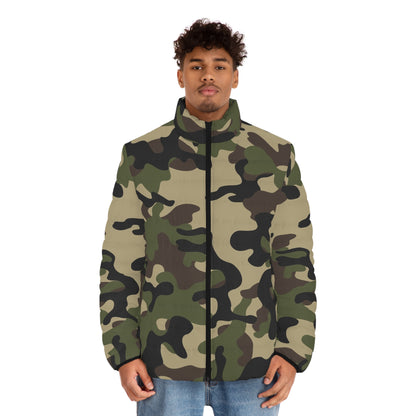 Brown Camo Puffer Jacket | Classic Military Camouflage