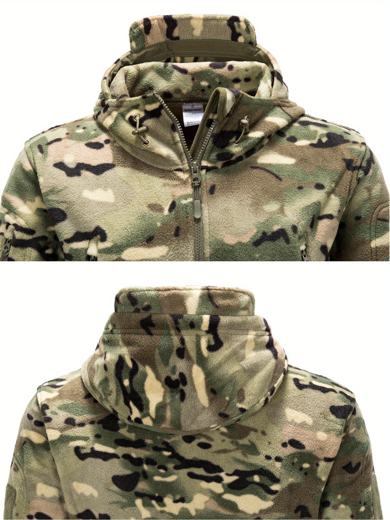 Men's Winter Fleece Jacket | Camo Hooded Warm Coat