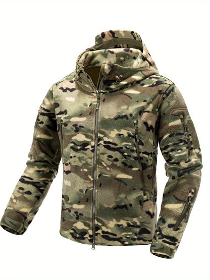 Men's Winter Fleece Jacket | Camo Hooded Warm Coat