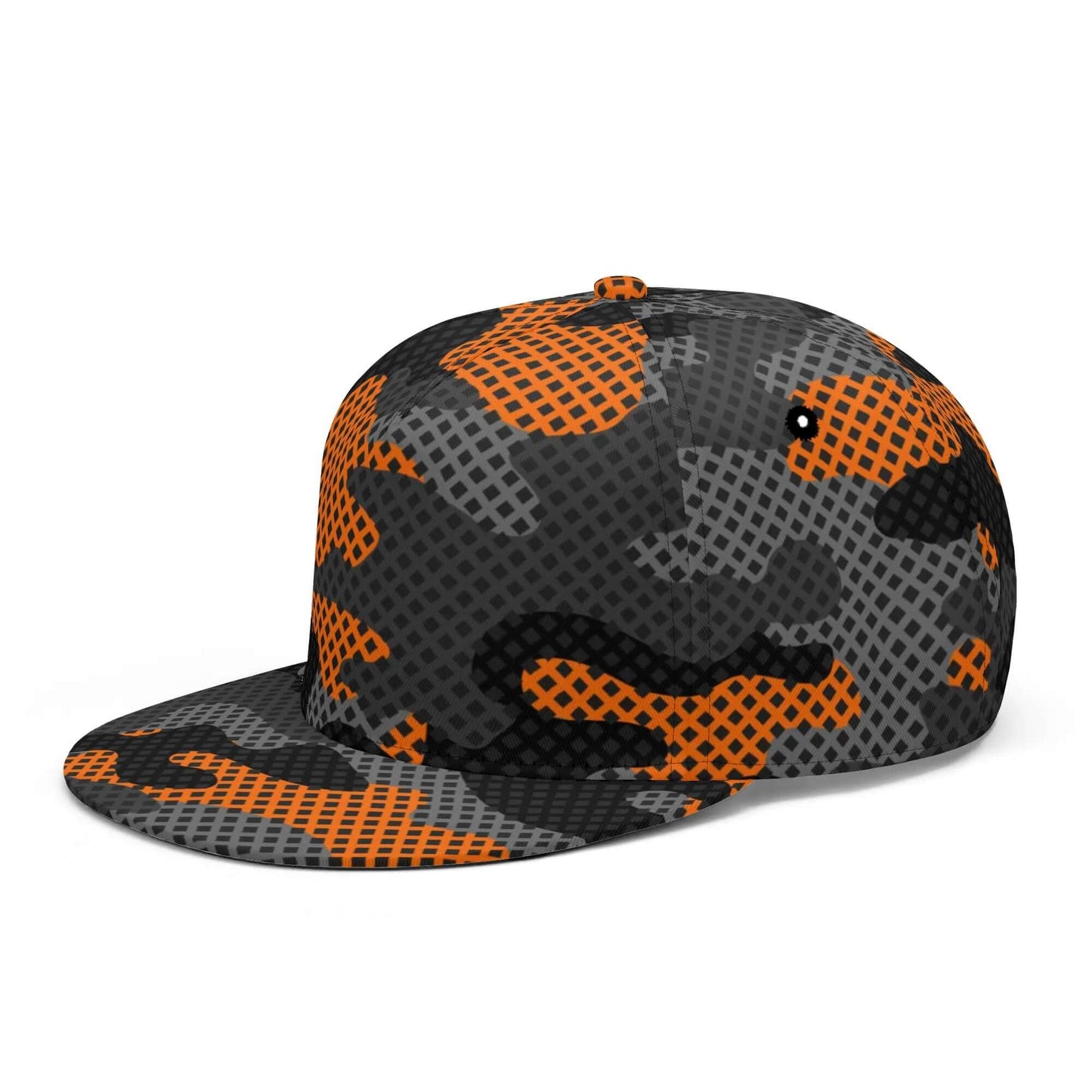 Camo Snapback | Black & Orange Pixel Camouflage