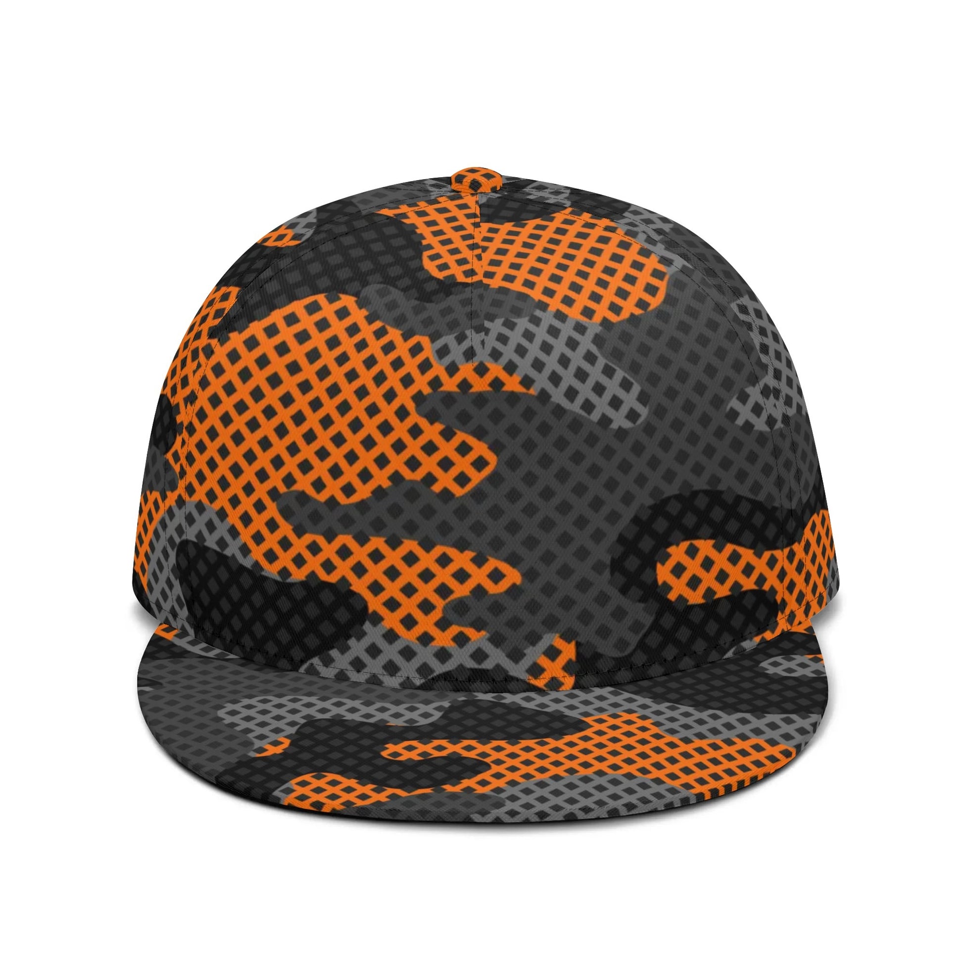 Camo Snapback | Black & Orange Pixel Camouflage