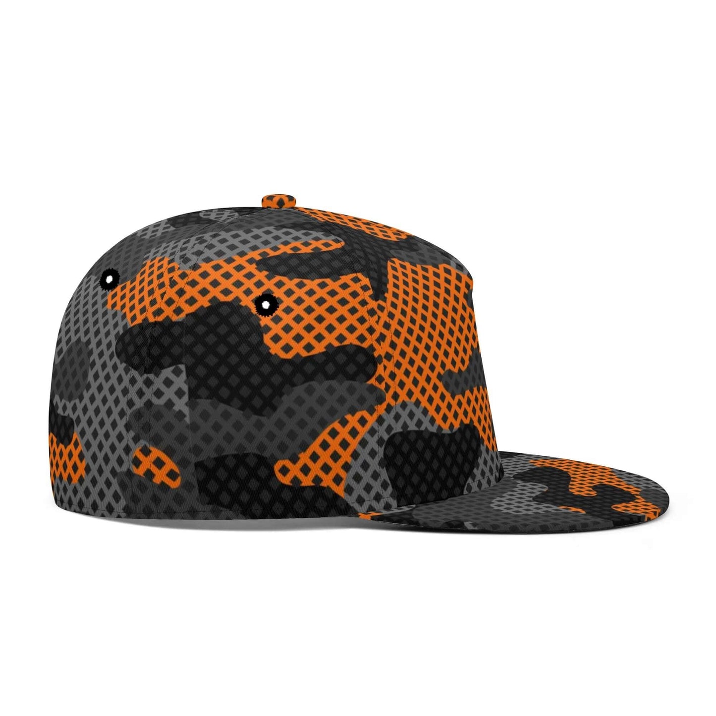 Camo Snapback | Black & Orange Pixel Camouflage