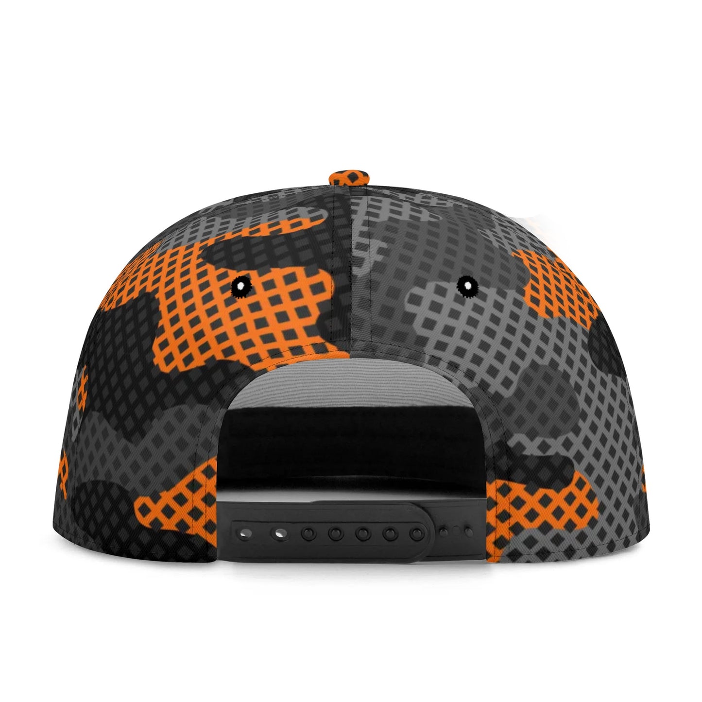 Camo Snapback | Black & Orange Pixel Camouflage