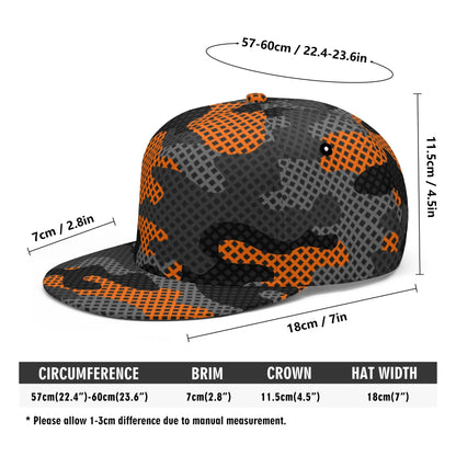 Camo Snapback | Black & Orange Pixel Camouflage