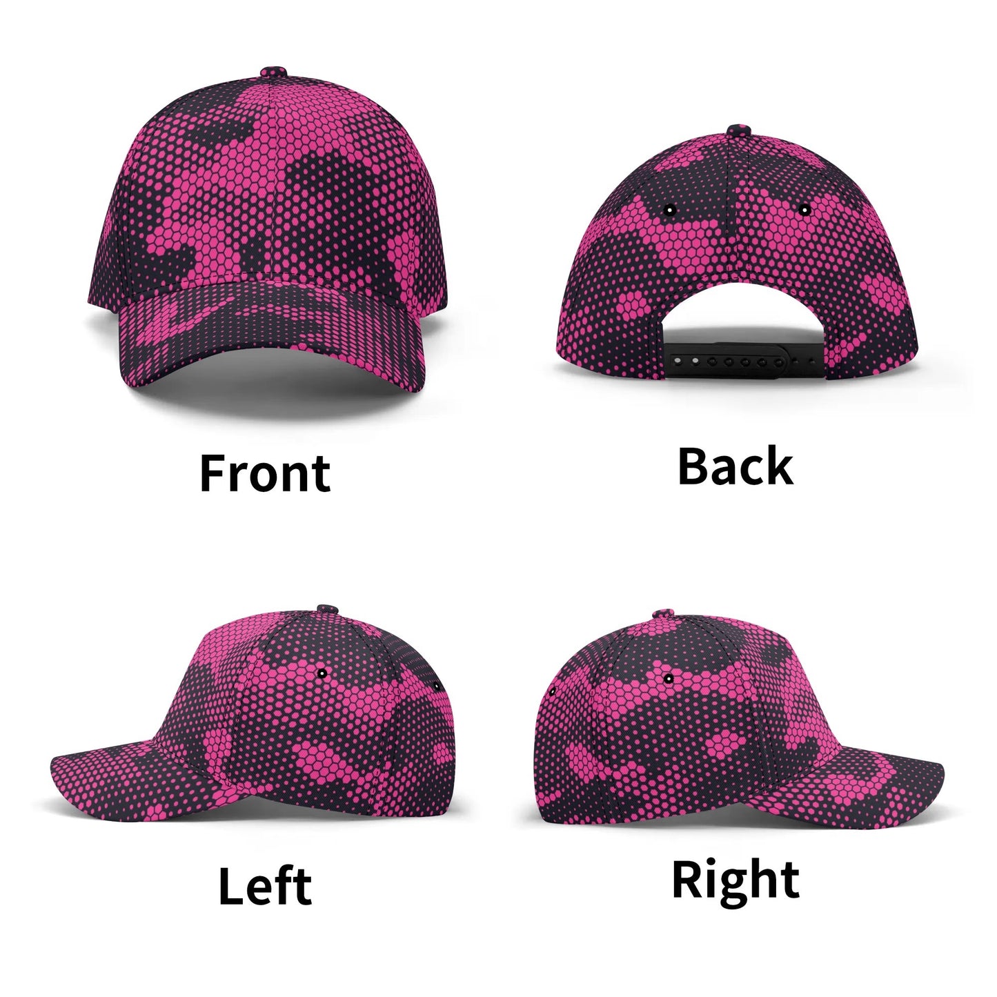 Camo Baseball Cap | Pink Digital Dotted Hexagonal