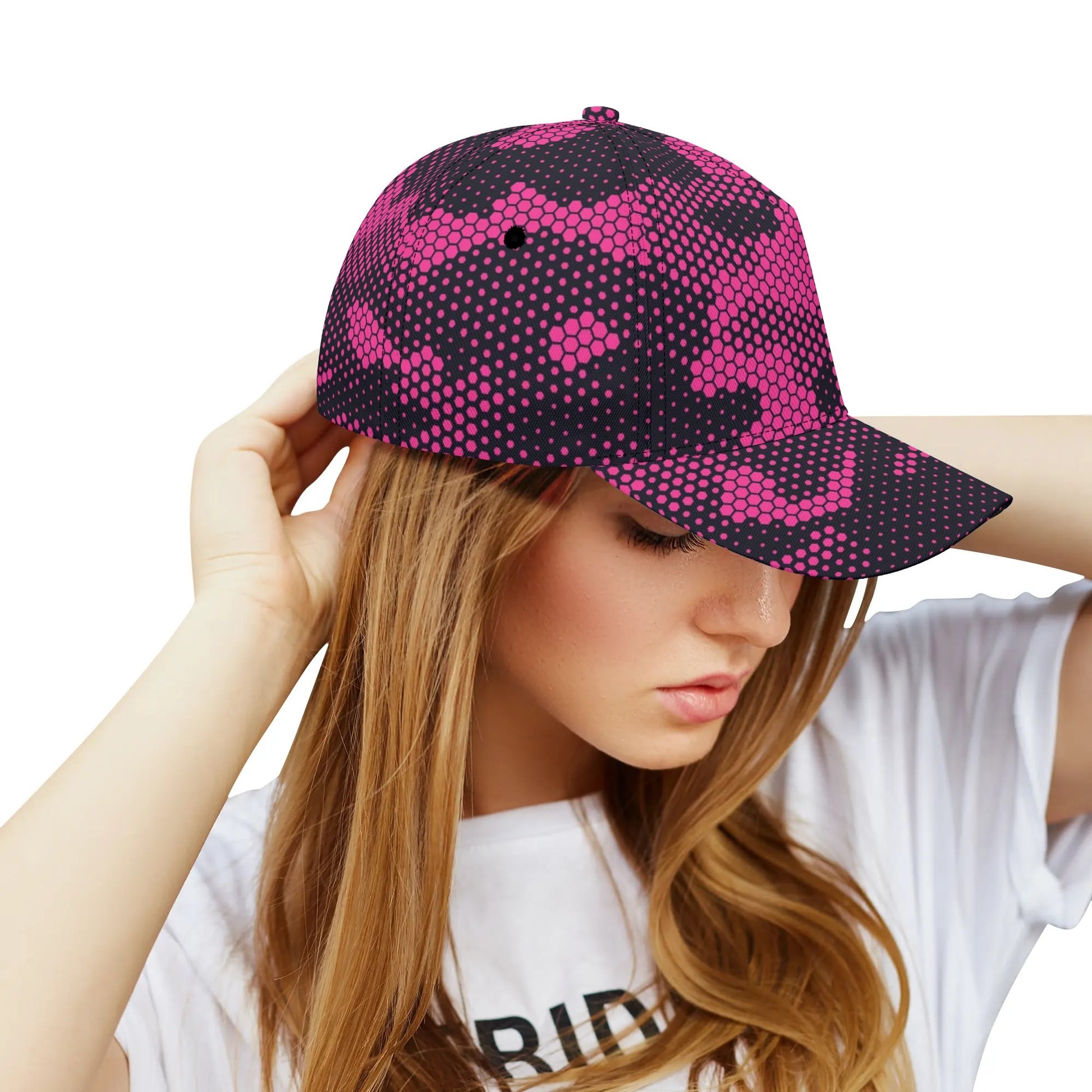 Camo Baseball Cap | Pink Digital Dotted Hexagonal