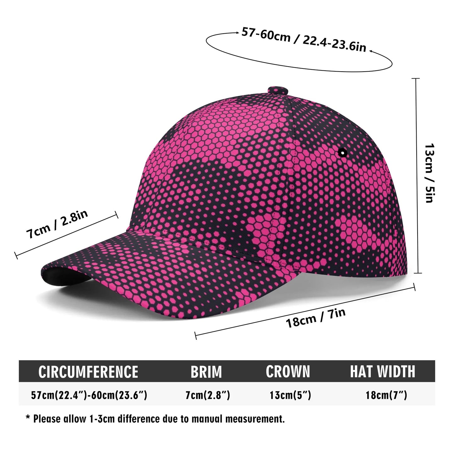 Camo Baseball Cap | Pink Digital Dotted Hexagonal