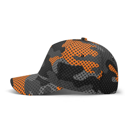 Camo Baseball Cap | Black & Orange Pixel Camouflage Hat