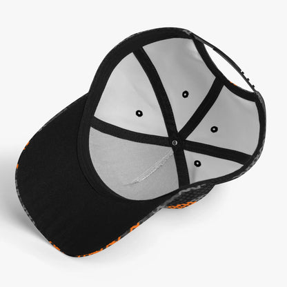 Camo Baseball Cap | Black & Orange Pixel Camouflage Hat