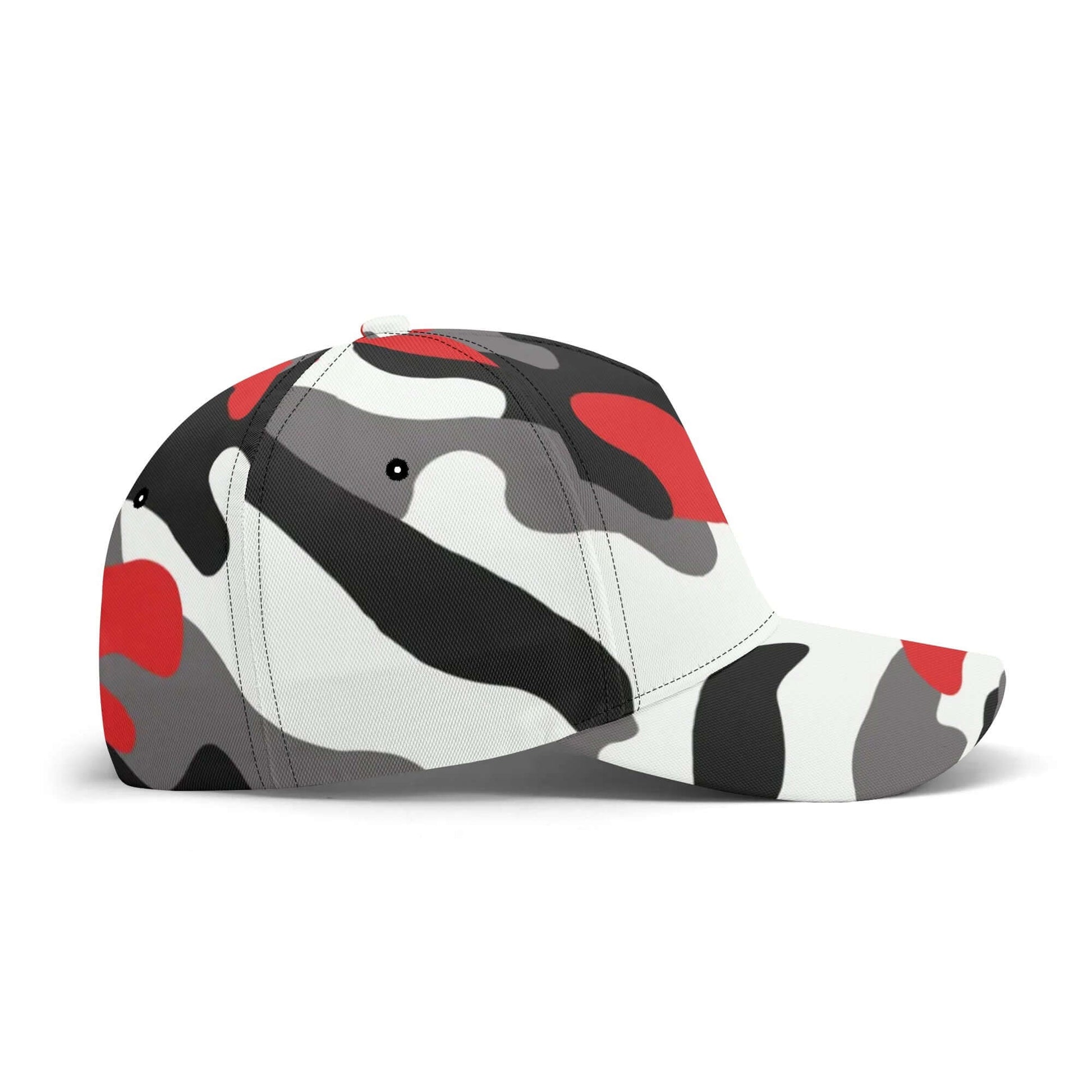 Camo Baseball Cap | Red, Black & White Camouflage Hat