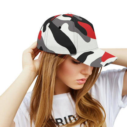 Camo Baseball Cap | Red, Black & White Camouflage Hat