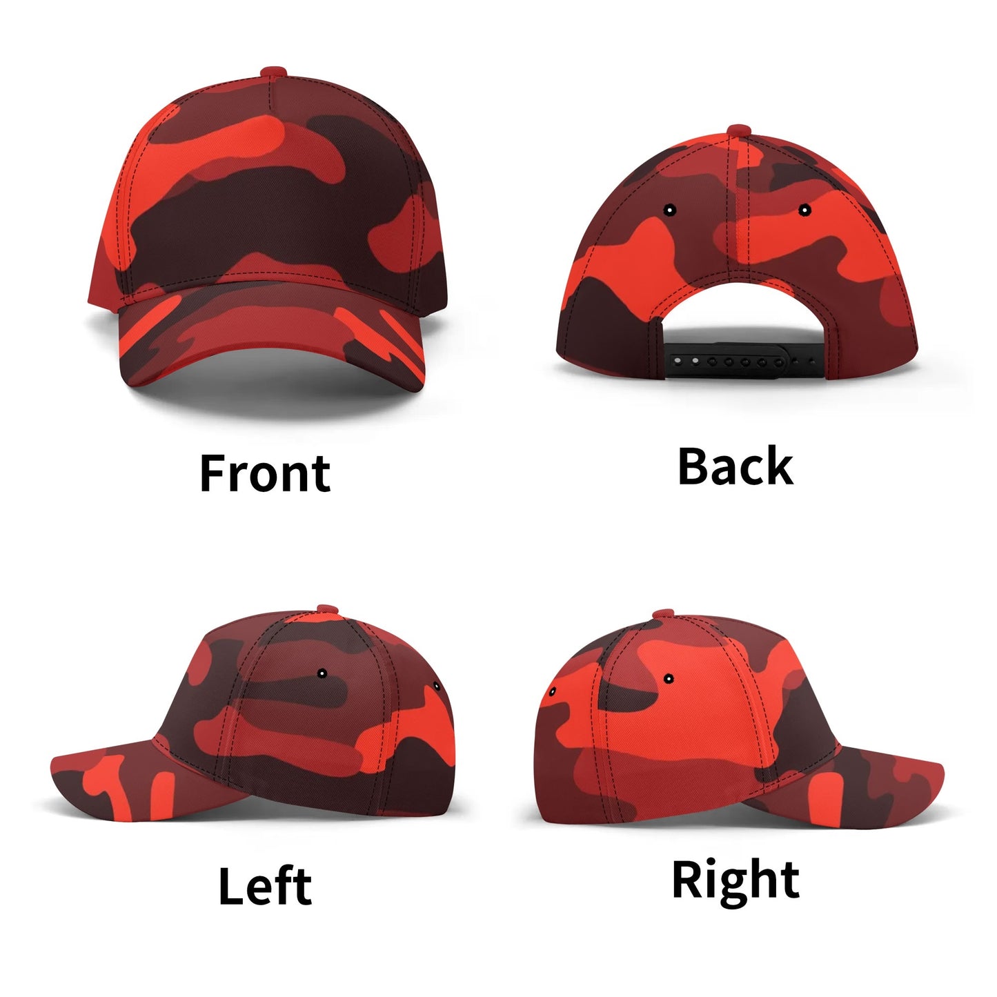 Camo Baseball Cap | Scarlet Red & Black Camouflage Hat