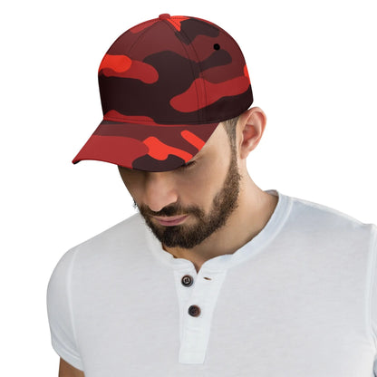 Camo Baseball Cap | Scarlet Red & Black Camouflage Hat