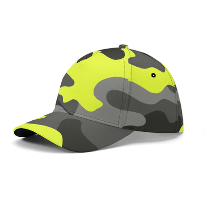 Camo Baseball Cap | Black Gray & Yellow Camouflage Hat