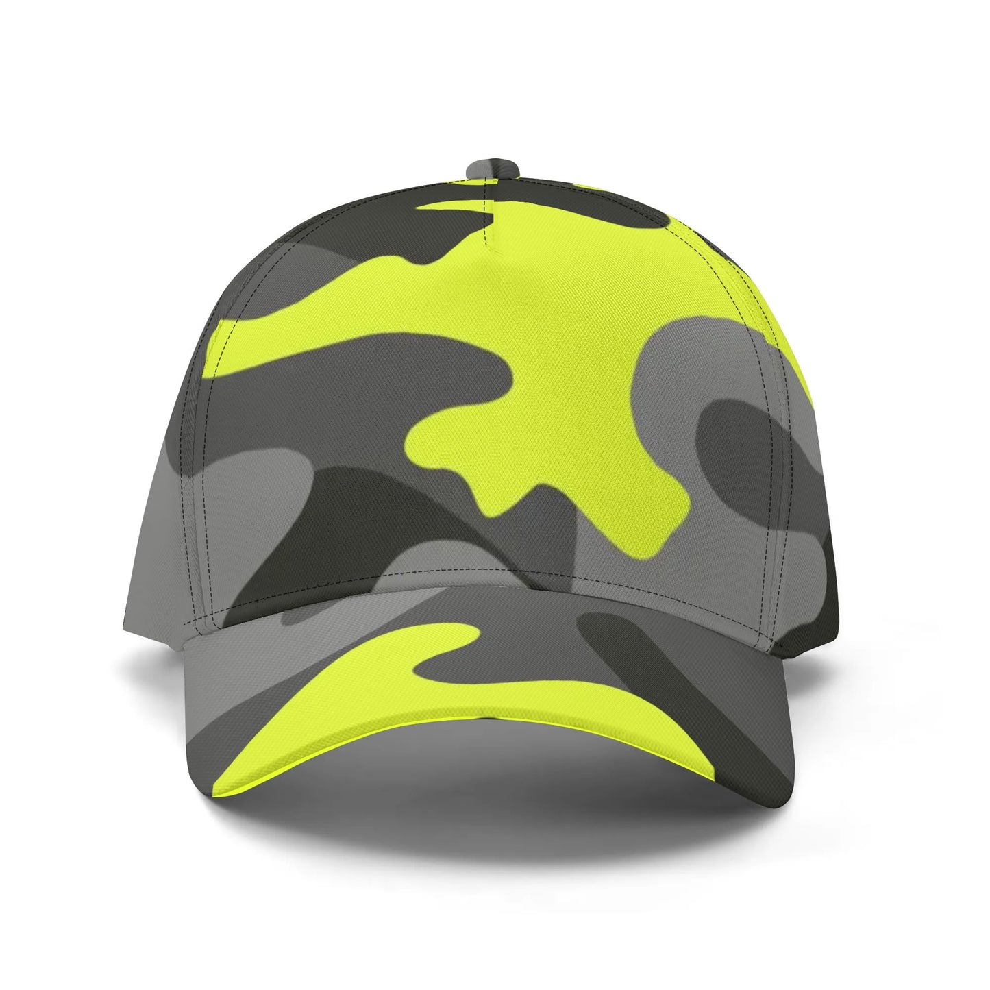 Camo Baseball Cap | Black Gray & Yellow Camouflage Hat