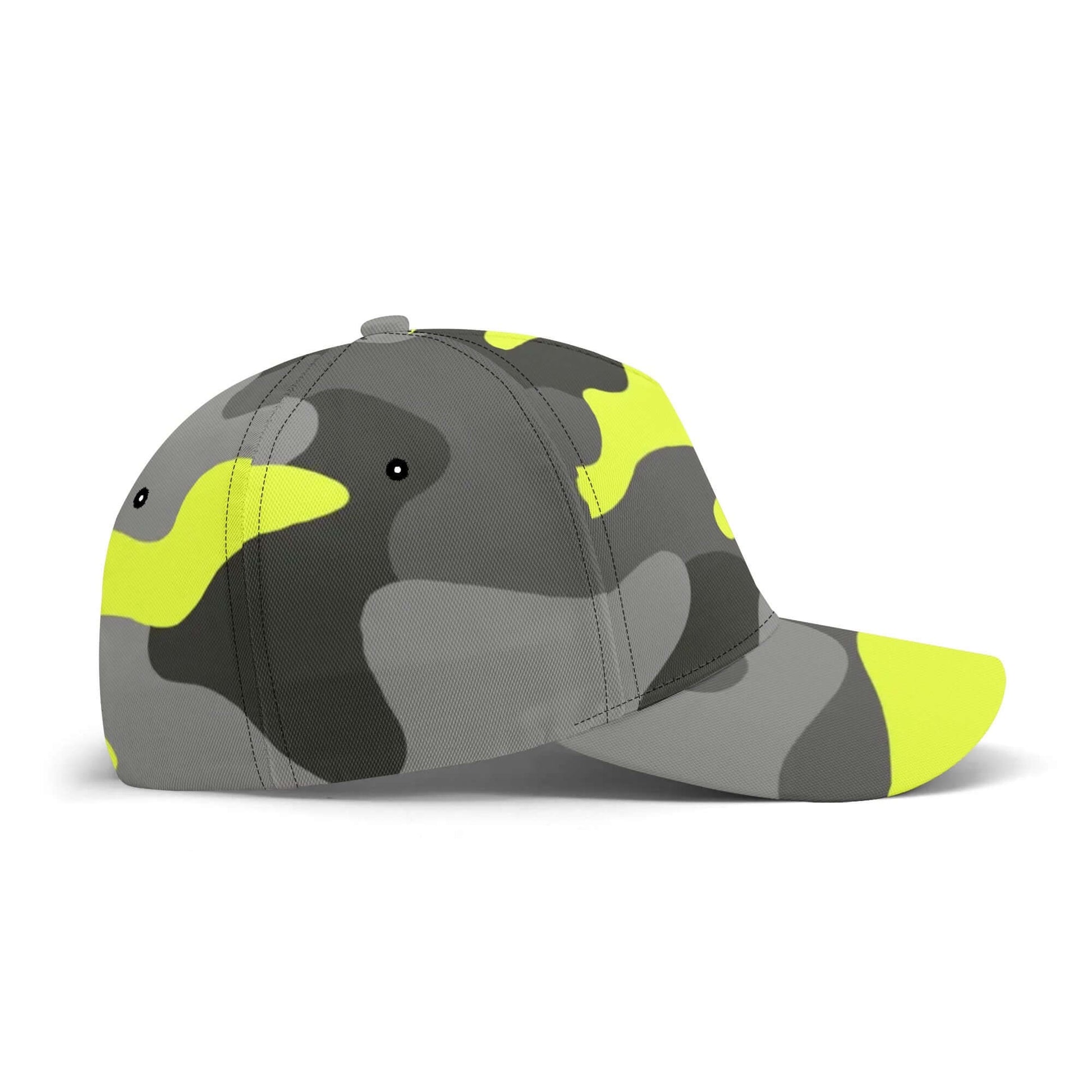 Camo Baseball Cap | Black Gray & Yellow Camouflage Hat