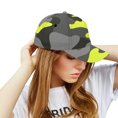 Camo Baseball Cap | Black Gray & Yellow Camouflage Hat