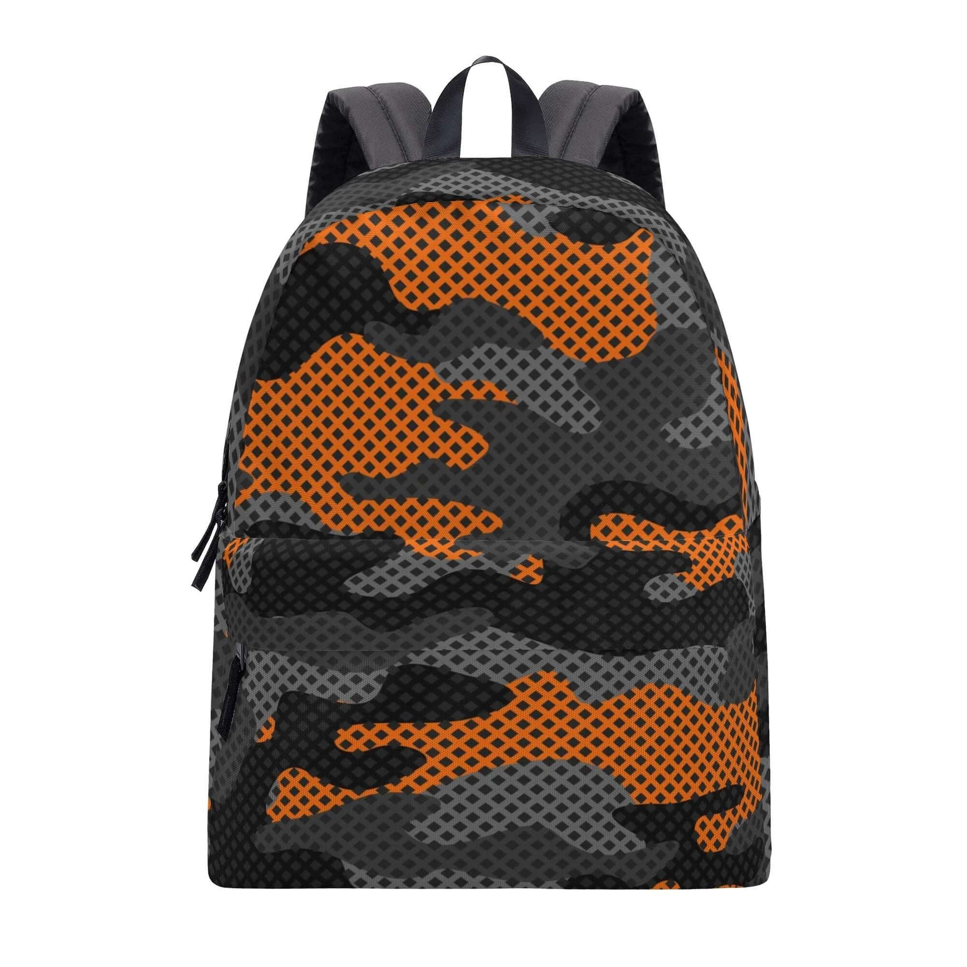 Camo Backpack | Black & Orange Pixel Camouflage