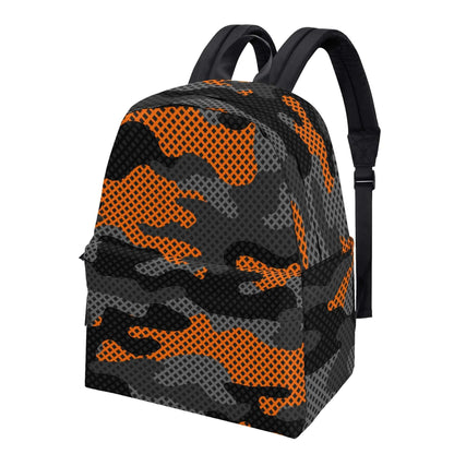 Camo Backpack | Black & Orange Pixel Camouflage