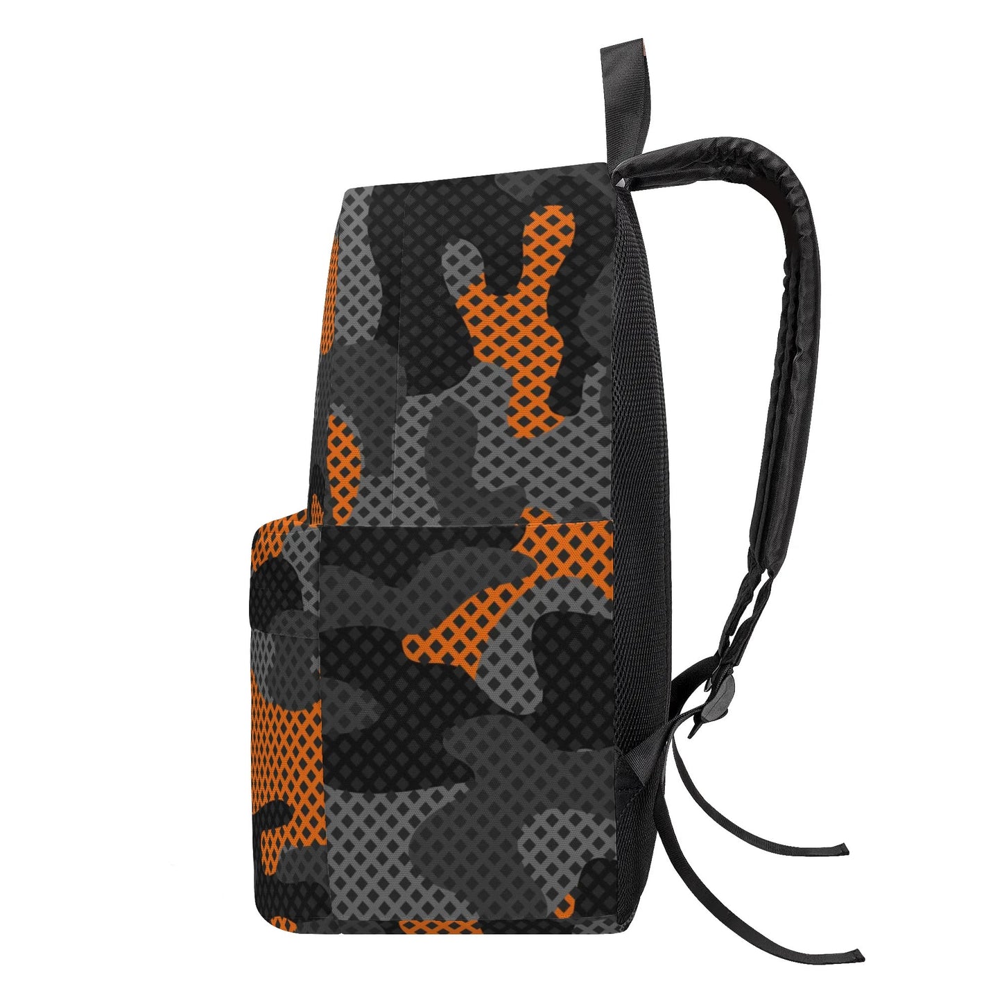 Camo Backpack | Black & Orange Pixel Camouflage