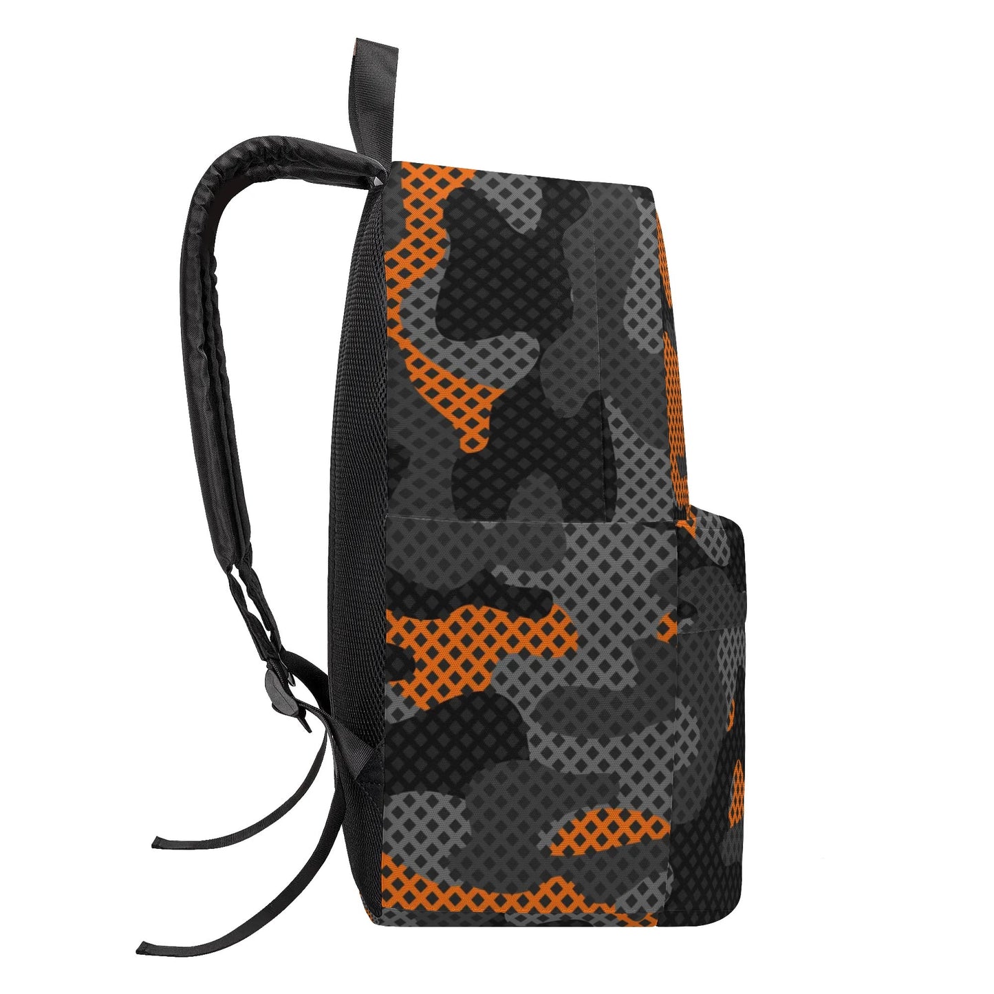 Camo Backpack | Black & Orange Pixel Camouflage