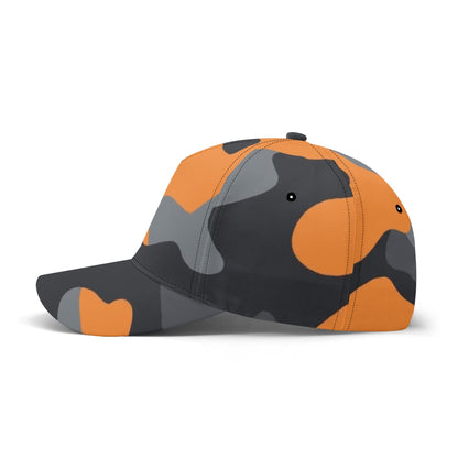 Camo Baseball Cap | Orange, Gray & Black Camouflage