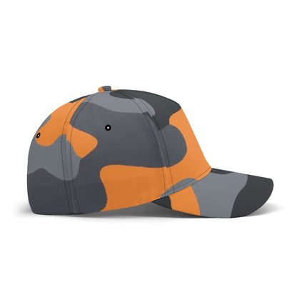 Camo Baseball Cap | Orange, Gray & Black Camouflage