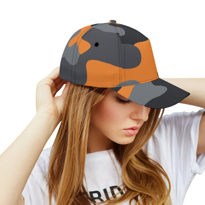 Camo Baseball Cap | Orange, Gray & Black Camouflage