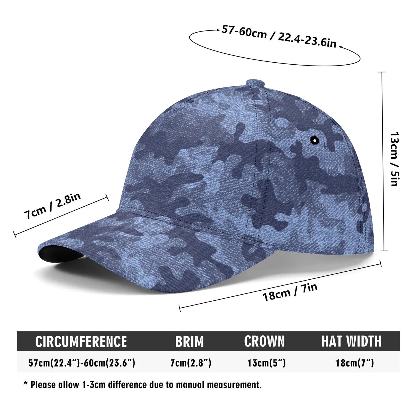 Camo Baseball Cap | Denim Blue Camouflage