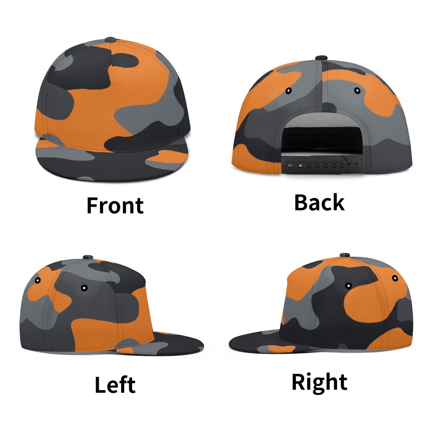 Camo Snapback | Orange, Gray & Black Camouflage