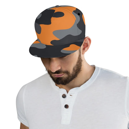 Camo Snapback | Orange, Gray & Black Camouflage