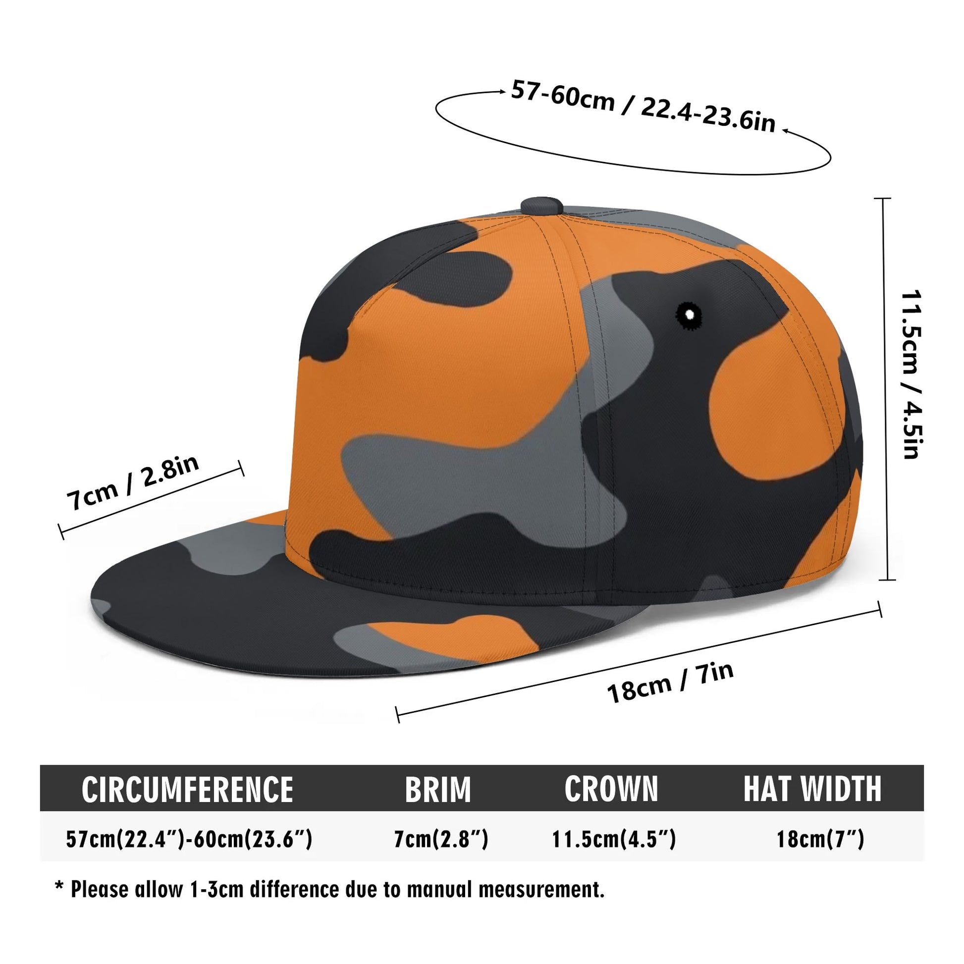 Camo Snapback | Orange, Gray & Black Camouflage