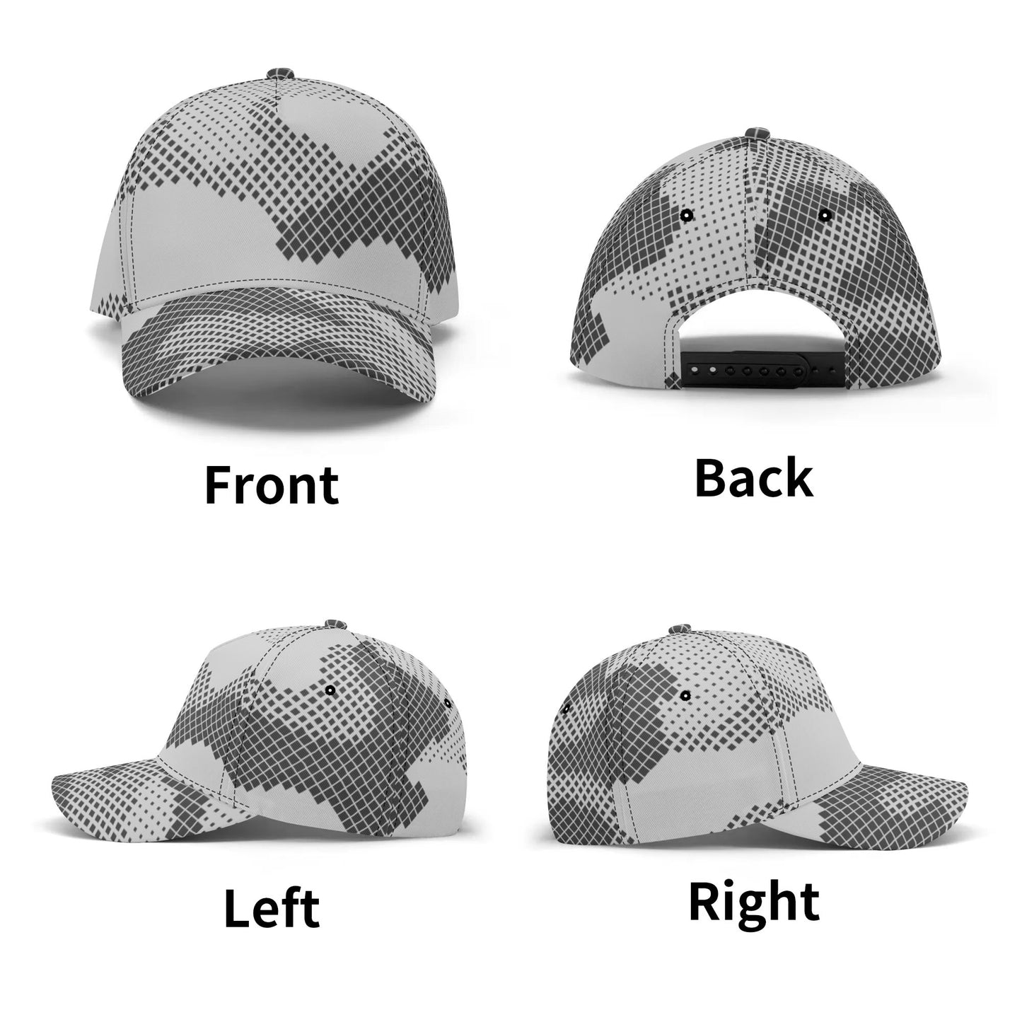 Camo Baseball Cap | Black & White Digital Dotted