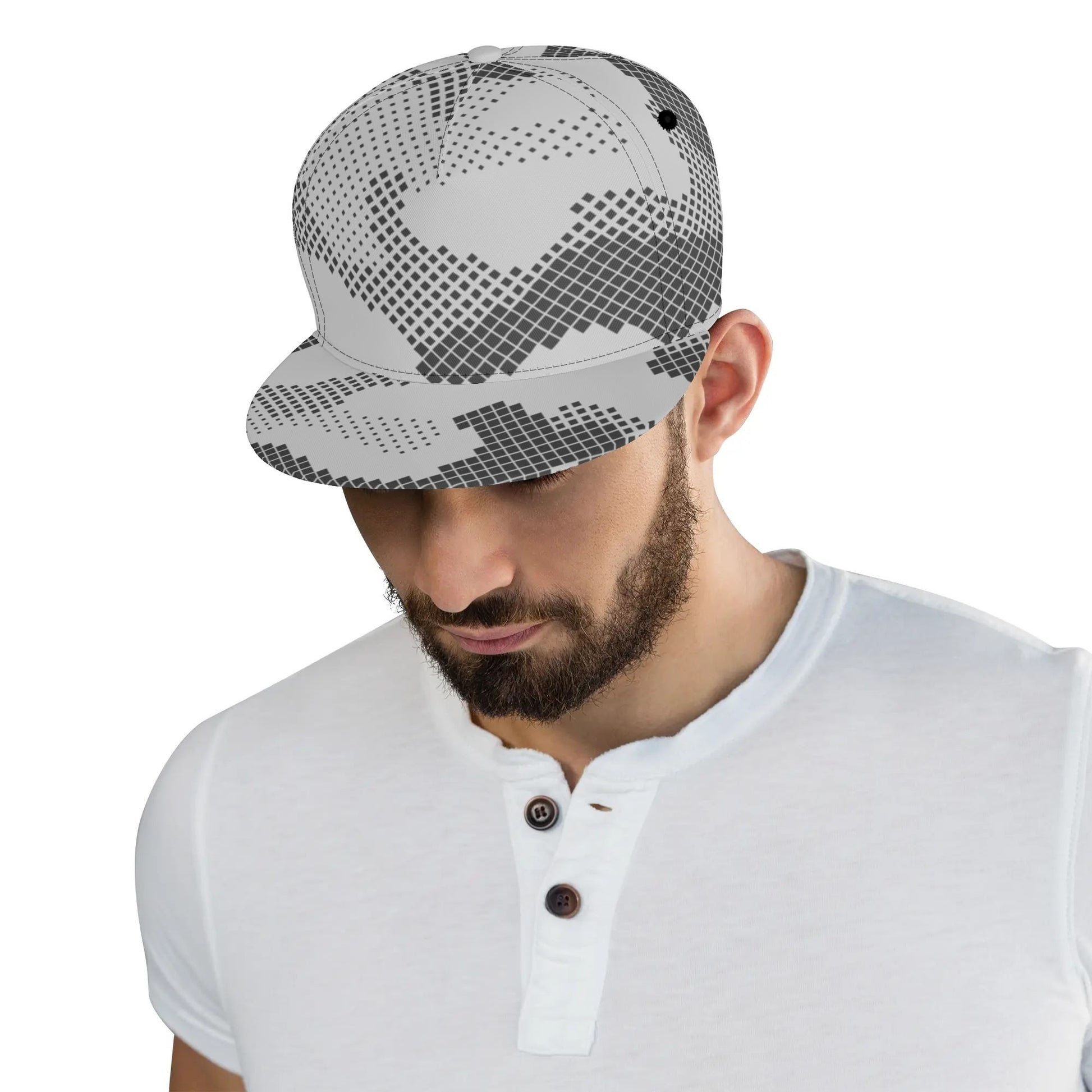 Camo Snapback | Black & White Digital Dotted